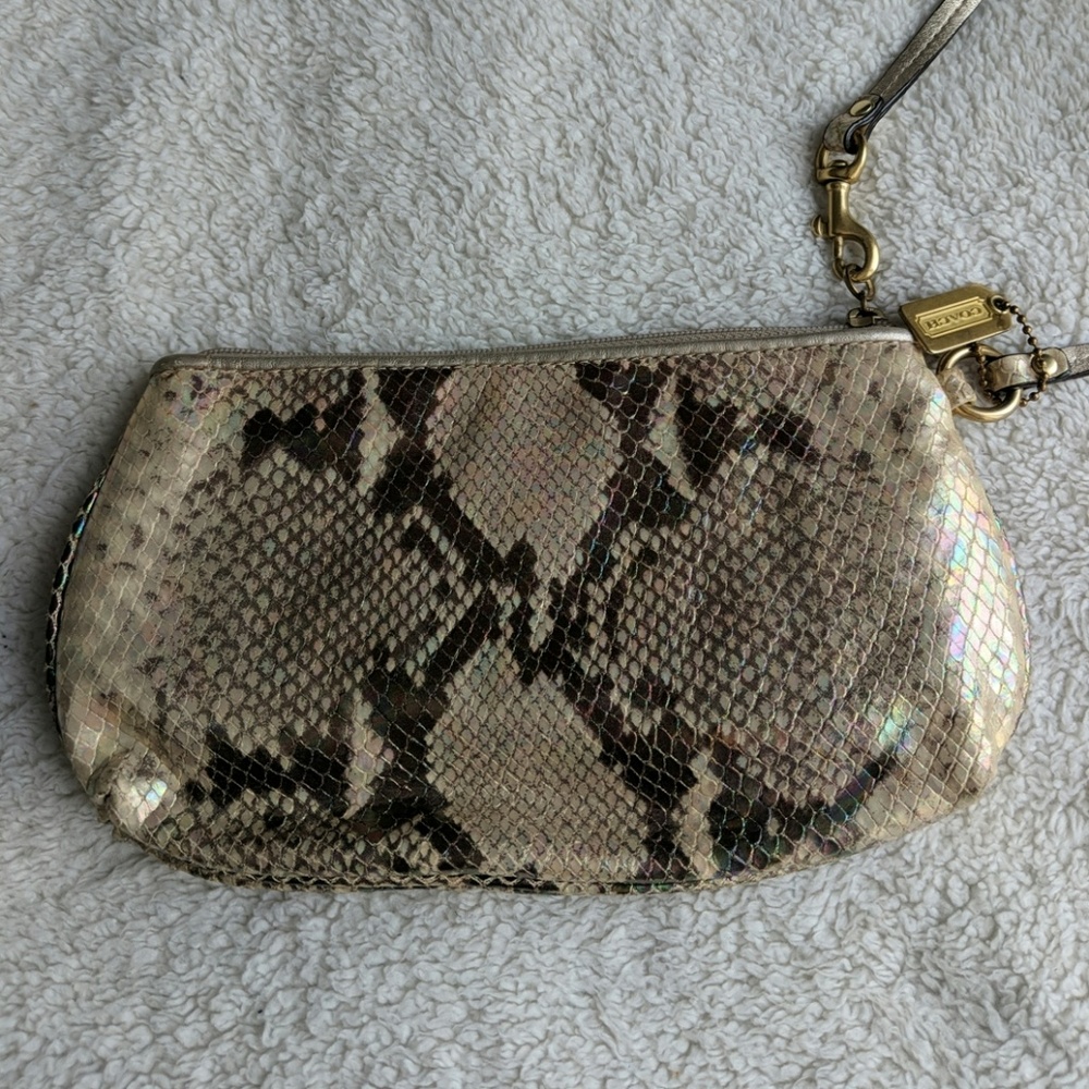 Coach Metallic Python Pleated Wristlet - Picture 2 of 8